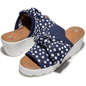 bernie mev. Navy Cream Slide Wild Dots size 40 EU 9 US NIB